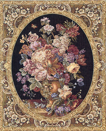 Italian Tapestry Floral Composition Flowers Still Life, 15in X 12in