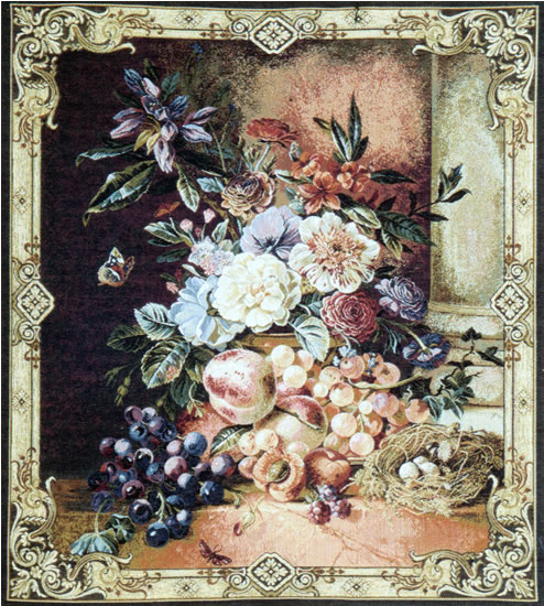 Italian Floral Tapestry Fiori E Frutta - Flowers & Fruits Floral Composition, 29in X 24in