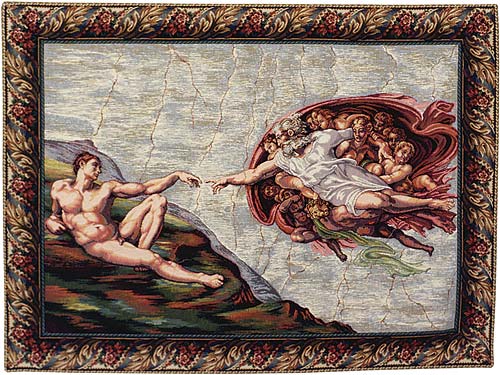 Creation By Michelangelo Wall Tapestry Painting - Full Version, 34in X 46in