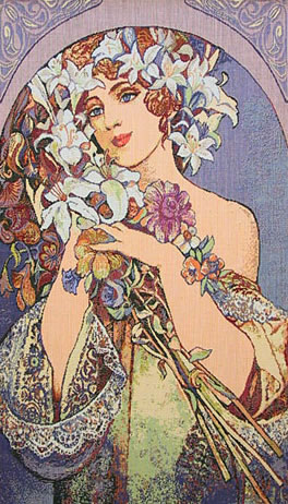 Mucha Tapestry Fleur - Art Nouveau Painting Reproduction