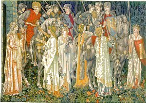 Arthurian Medieval Tapestry The Quest for the Holy Grail - Knight Medieval Pictures, 54in x 80in