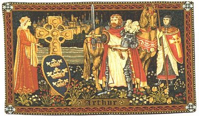 Medieval Tapestry KING ARTHUR, Knights, Sword (One Of Our Best Medieval Tapestries)