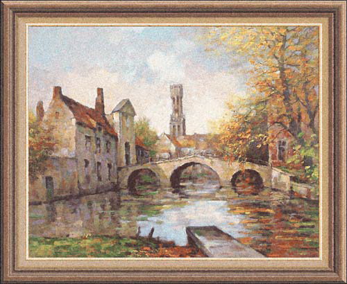 The Lake Of Love Tapestry - Romantic Place In Brugge - European City Picture, 51in X 56in