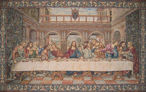 Religious Christian Wall Tapestry The Last Supper By Da Vinci, 24in X 60in
