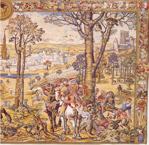 WALL TAPESTRY MEDIEVAL BRUSSELS MAXIMILIAN HUNTER HORSE