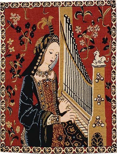 French Medieval Tapestry The Lady with Organ