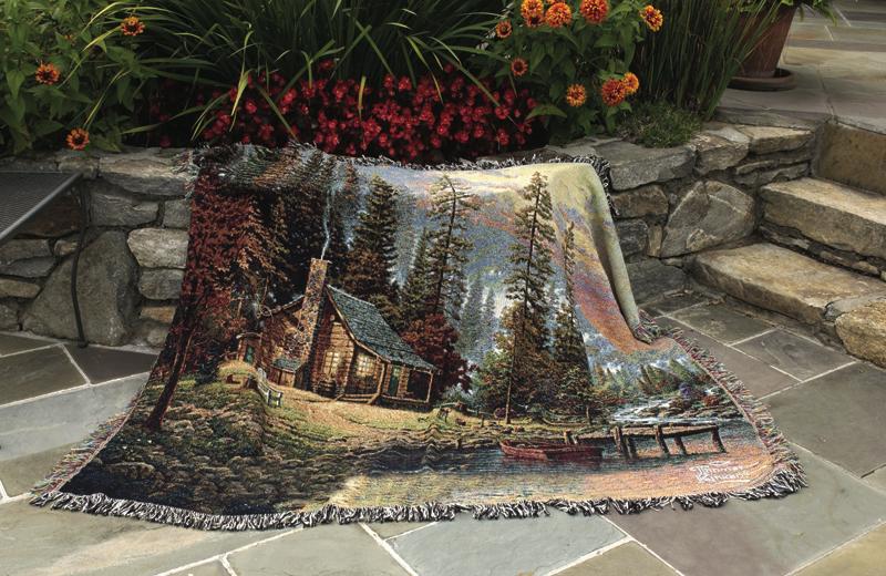 A Peaceful Retreat Scenic Tapestry Throw - Thomas Kinkade Painting, 51in X 68in