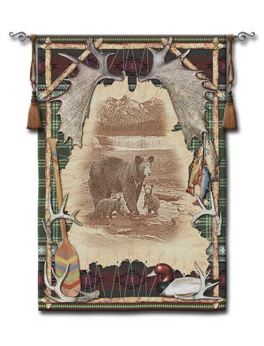 Antler Lodge Tapestry Wall Hanging, 53in x 77in