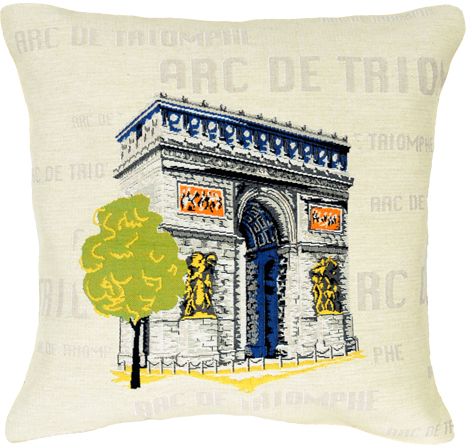 Arc De Triomphe City View Tapestry Cushion Cover - Pop Home Decor Collection, 18in x 18in cushion cover