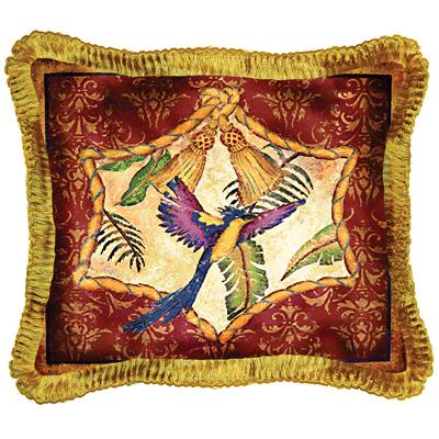 Aviary II Bird Tapestry Cushion - Tropical Style, 17in x 17in