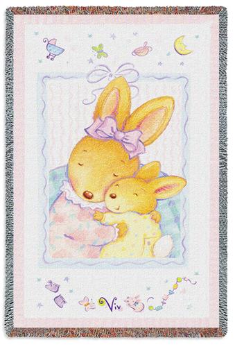 Baby Bunny Hugs Mini Tapestry Throw, 34in x 53in