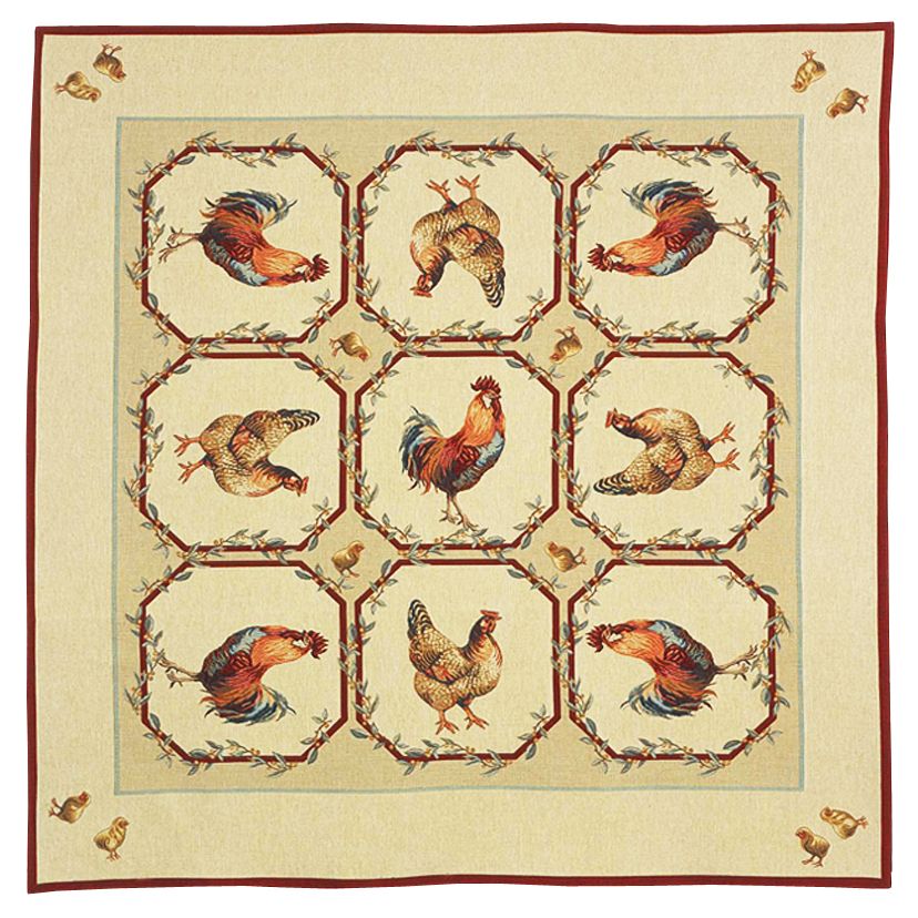 Basse Cour Tapestry Throw - European Home Decor Collection, 57in x 57in