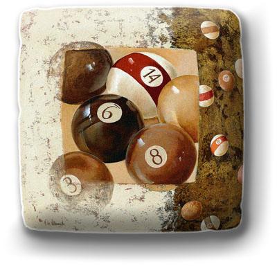 Billiard Balls Contemporary Tapestry Cushion, 17in x 17in