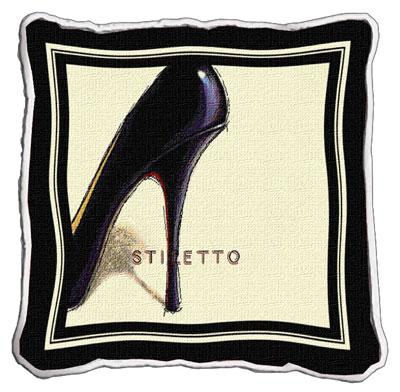 Black Stiletto Modern Tapestry Cushion - Fashion Design, 17in x 17in