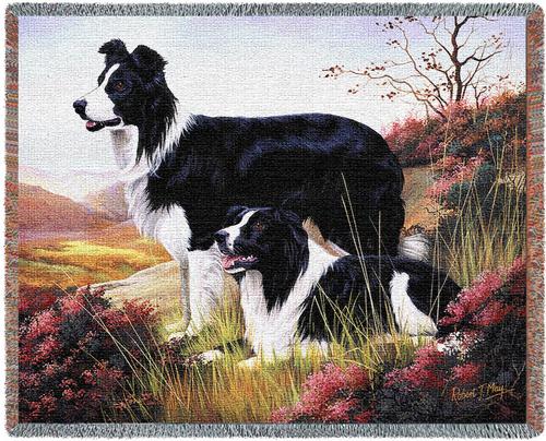 Border Collie Tapestry Throw, 70in x 53in