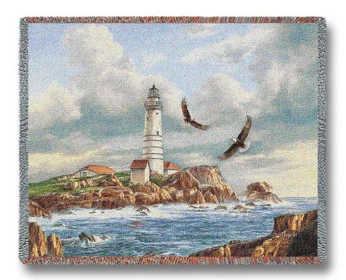 Boston Lighthouse Tapestry Throw, 70in x 54in
