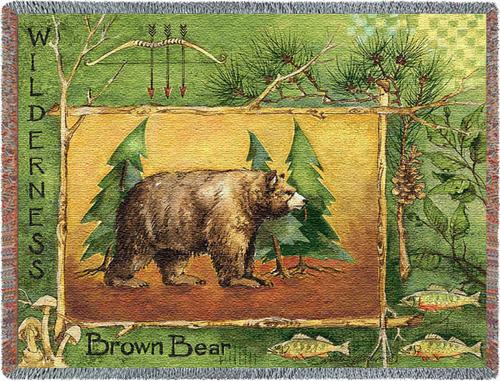 Brown Bear Tapestry Throw, 48in x 69in Brown Bear Tapestry Throw, 48in x 69in