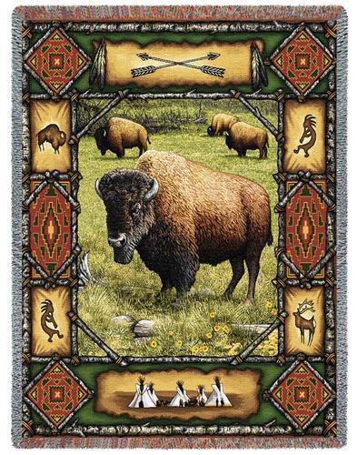 Buffalo Lodge Tapestry Throw, 54in x 70in