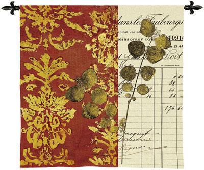 Burnished Eucalyptus Tapestry Wall Hanging - Botanical Composition, 35in x 35in