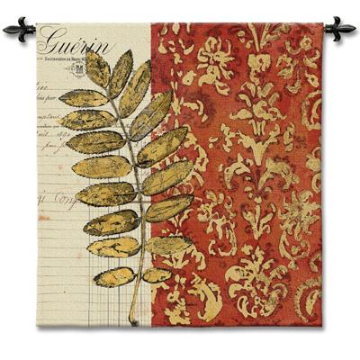 Burnished Mountain Ash Contemporary Wall Tapestry - Geometrical Botanical Design, 35in x 35in