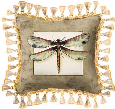 Butterfly Dragonfly I Contemporary Tapestry Cushion, 17in x 17in