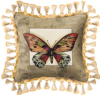 Butterfly Dragonfly II Contemporary Tapestry Cushion, 17in x 17in
