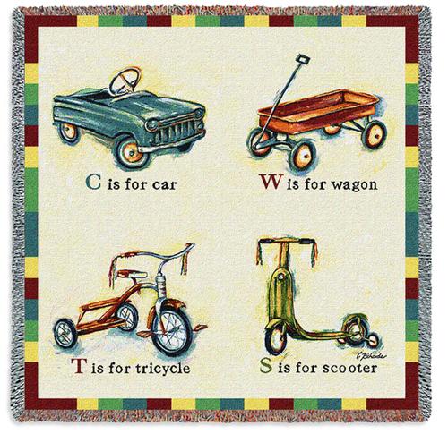 Car Wagon Scooter Lap Square Tapestry Throw, 53in x 53in