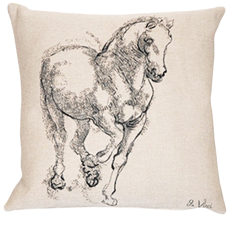 Cheval De Vinci Tapestry Cushion Cover - European Home Decor Collection, 18in x 18in cushion cover