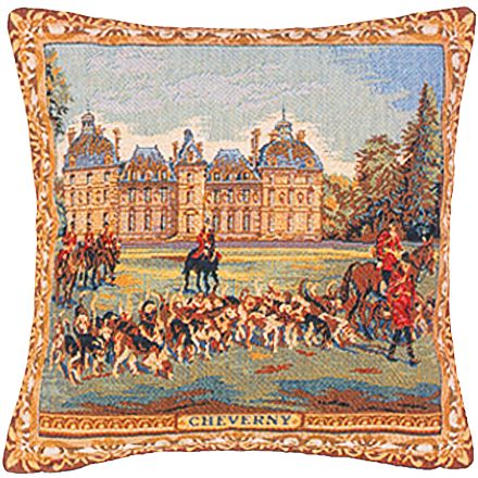 Cheverny Castle Tapestry Cushion Cover - European Home Decor Collection, 18in x 18in cushion cover