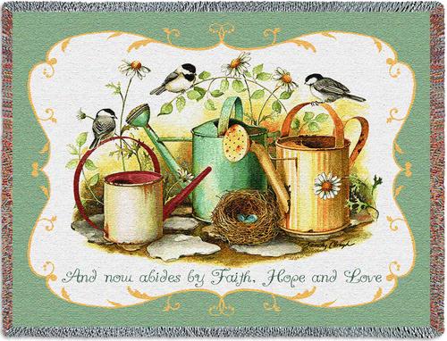 Chickadees Faith Tapestry Throw, 70in x 53in