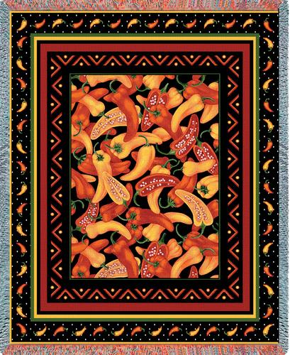 Chili Peppers Tapestry Throw, 53in x 70in Chili Peppers Tapestry Throw, 53in x 70in