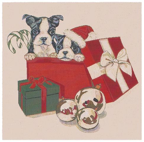 Christmas Puppies Cushion Cover, 18in x 18in Christmas Puppies Cushion Cover, 18in x 18in