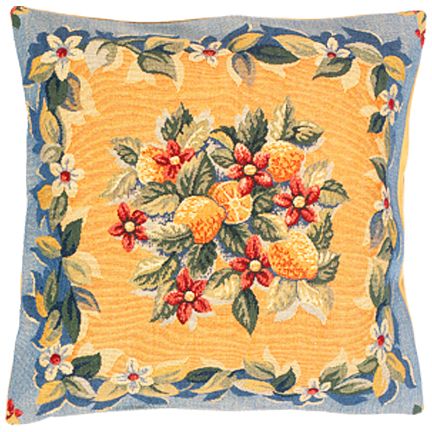 Citrons Abricot Tapestry Cushion Cover - European Home Decor Collection, 18in x 18in cushion cover