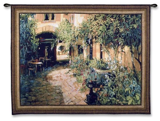 Courtyard Alsace Lg Tapestry Wall Hanging - Courtyard View Picture, 65in X 53in