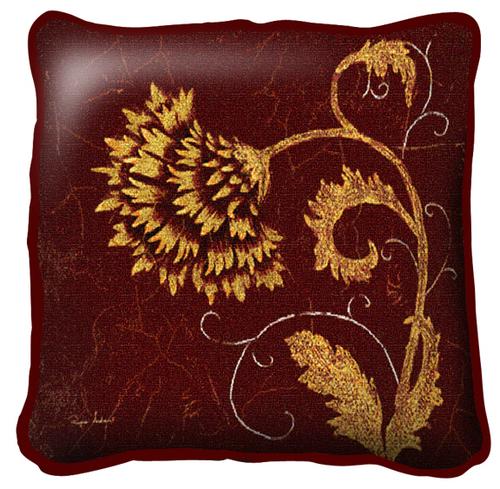 Dahlia Fresco Contemporary Tapestry Cushion - Floral Design, 17in x 17in