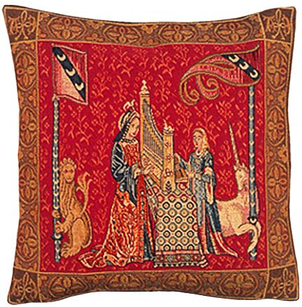 Dame A L'Orgue Tapestry Cushion Cover - Cluny Home Decor Collection, 18in x 18in cushion cover