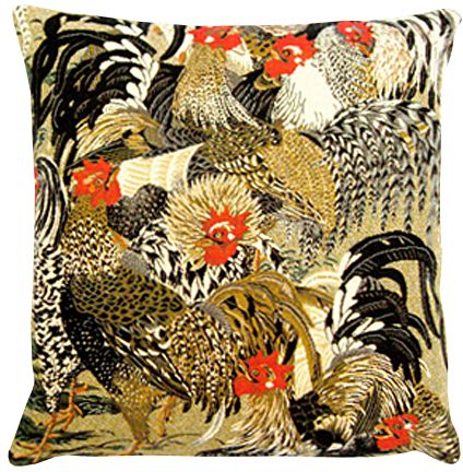 Des Potron Minet Tapestry Cushion Cover - Cock Picture, 18in x 18in cushion cover Des Potron Minet Tapestry Cushion Cover - Cock Picture, 18in x 18in cushion cover