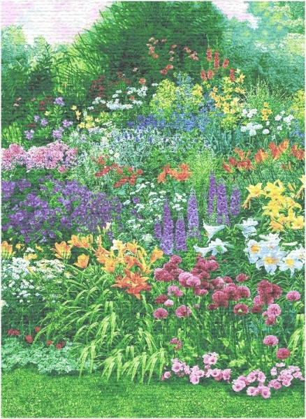 Dream Of Poets Garden Scene Tapestry Wall Hanging, H82in x W56in