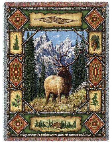 Elk Lodge Tapestry Throw, 53in x 70in Elk Lodge Tapestry Throw, 53in x 70in