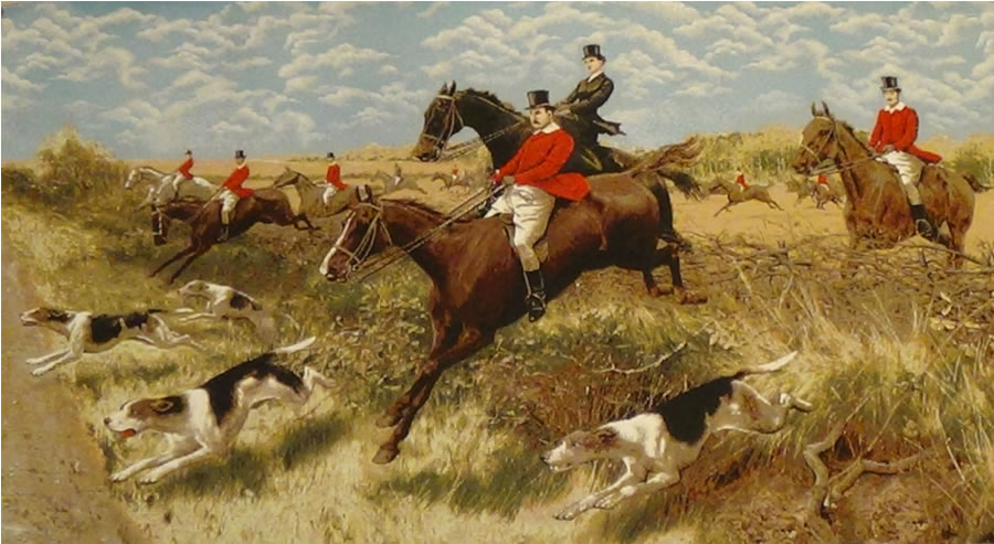 English Hunt III Tapestry Wall Hanging, H28in x W52in