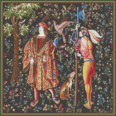 Falconer Mille Fleur Tapestry Wall Hanging, 32in x 32in Falconer Mille Fleur Tapestry Wall Hanging, 32in x 32in