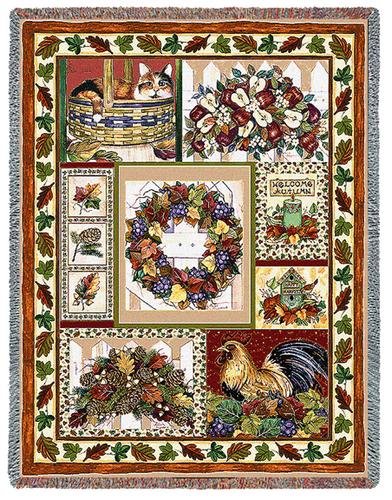 Fall Patchwork Tapestry Throw, 54in x 70in Fall Patchwork Tapestry Throw, 54in x 70in