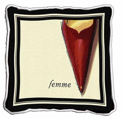 Femme Stiletto Modern Tapestry Cushion - Fashion Design, 17in x 17in