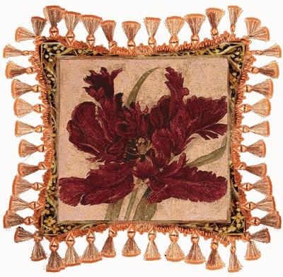 Fire Red Tulip Modern Tapestry Cushion - Floral Design, 27in x 27in