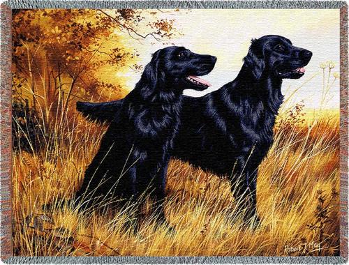 Flatcoat Retreiver Tapestry Throw, 70in x 53in Flatcoat Retreiver Tapestry Throw, 70in x 53in
