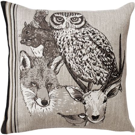 Forest Spirit Hibou Tapestry Cushion Cover - Wild Life Collection, 18in x 18in cushion cover