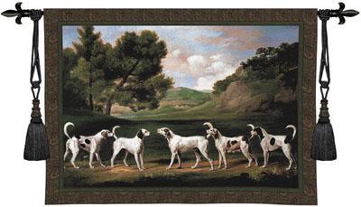 Foxhounds in a Landscape Animal Wall Tapestry - Dogs Picture, 53in x 37in