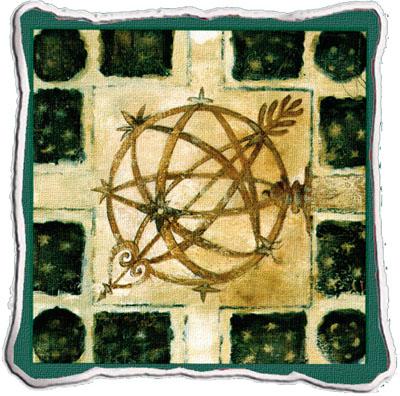 Garden Globe Contemporary Tapestry Cushion - Geometric Collage, 17in x 17in