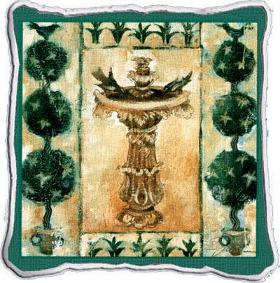 Garden Oasis Abstract Tapestry Cushion - Classic Collage, 17in x 17in