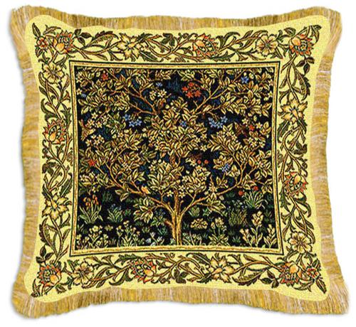 Garden of Delight Classic Styled Tapestry Cushion - The Tree Of Life Inspired Design, 29in x 17in
